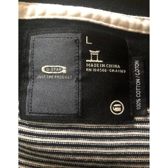 G - Star Raw V neck sweater striped black & white long fitted size large - Picture 12 of 12